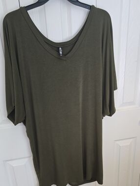 Olive V-Neck Short Sleeve Tee by No Boundaries